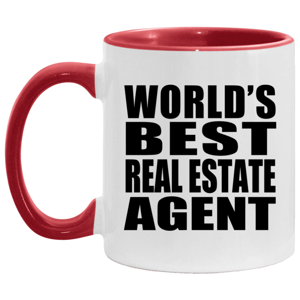 World's Best Real Estate Agent - 11oz Accent Mug Red