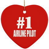 Number One #1 Airline Pilot - Heart Ornament