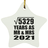 73rd Anniversary Square Root of 5329 Years As Mr & Mrs 2021 - Star Ornament