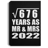 26th Anniversary Square Root of 676 Years As Mr & Mrs 2022 - Canvas Portrait