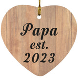 Papa Established EST. 2023 - Heart Ornament C