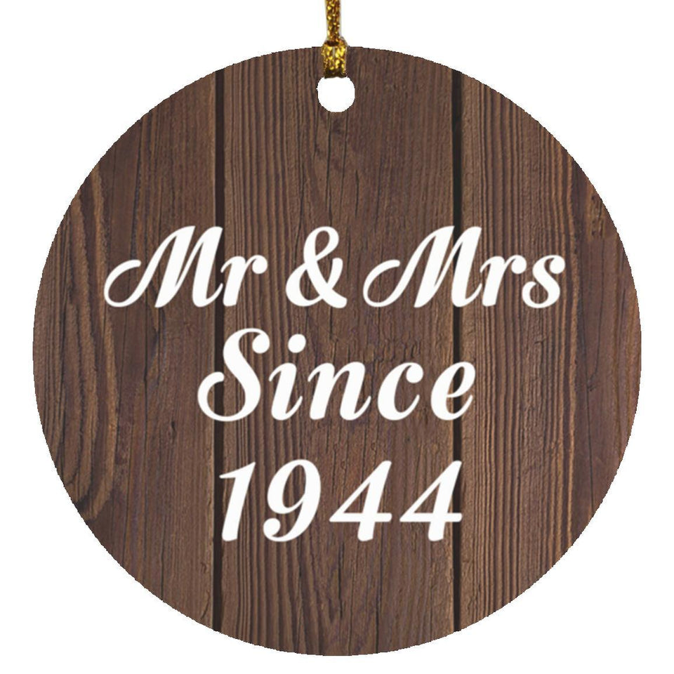 80th Anniversary Mr & Mrs Since 1944 - Circle Ornament D