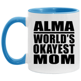 Alma World's Okayest Mom - 11oz Accent Mug Blue