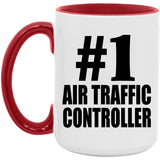 Number One #1 Air Traffic Controller - 15oz Accent Mug Red