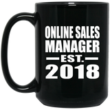 Online Sales Manager Established EST. 2018 - 15 Oz Coffee Mug Black