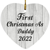 First Christmas As Daddy 2022 - Heart Ornament F