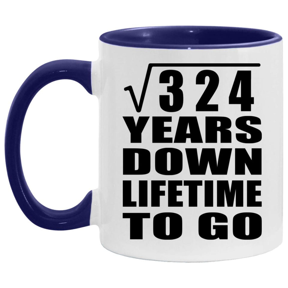 18th Anniversary Square Root of 324 Years Lifetime To Go - 11oz Accent Mug Purple