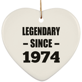 50th Birthday Legendary Since 1974 - Heart Ornament