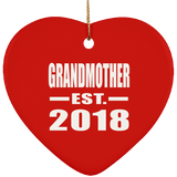 Grandmother Established EST. 2018 - Heart Ornament