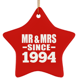 30th Anniversary Mr & Mrs Since 1994 - Star Ornament