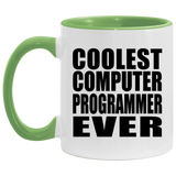 Coolest Computer Programmer Ever - 11oz Accent Mug Green
