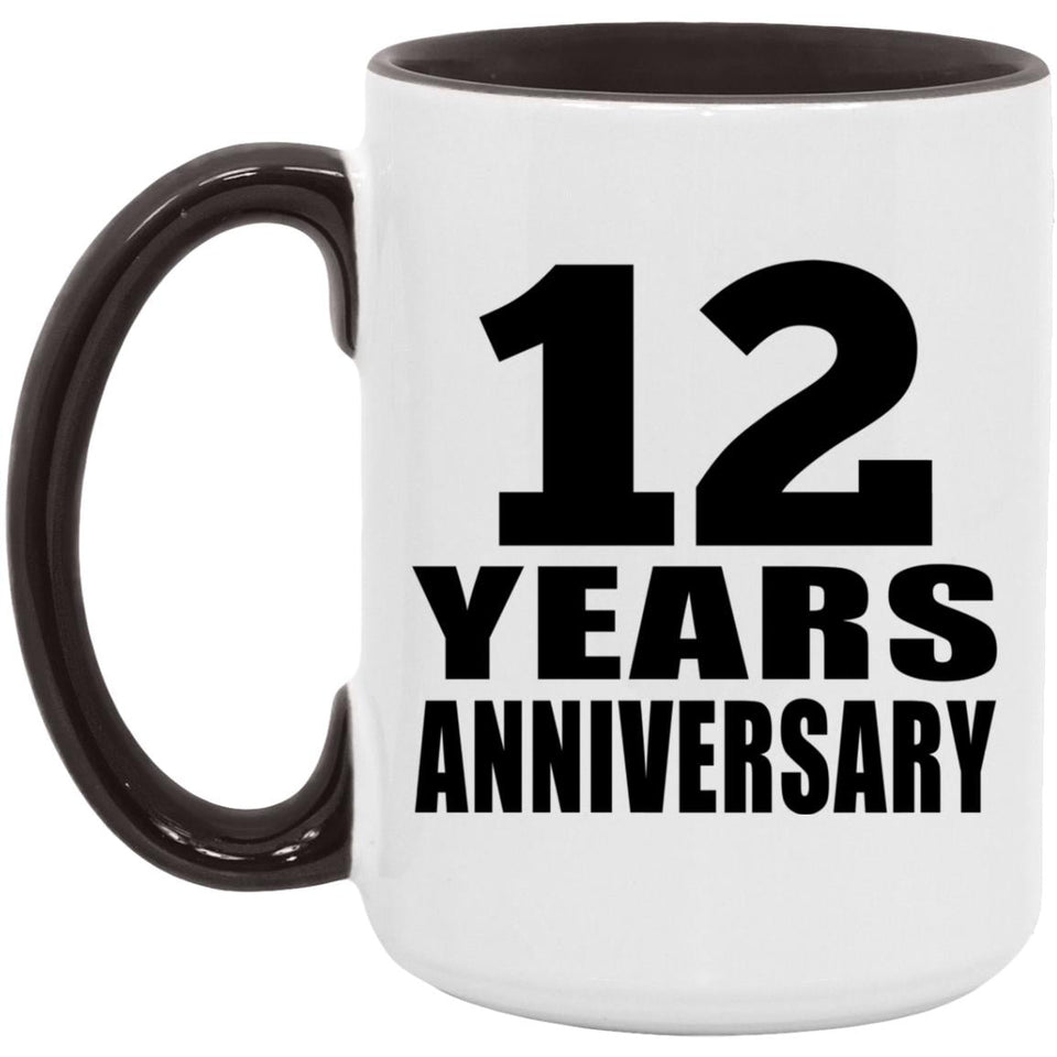 12th Anniversary 12 Years - 15oz Accent Mug Black