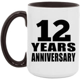 12th Anniversary 12 Years - 15oz Accent Mug Black