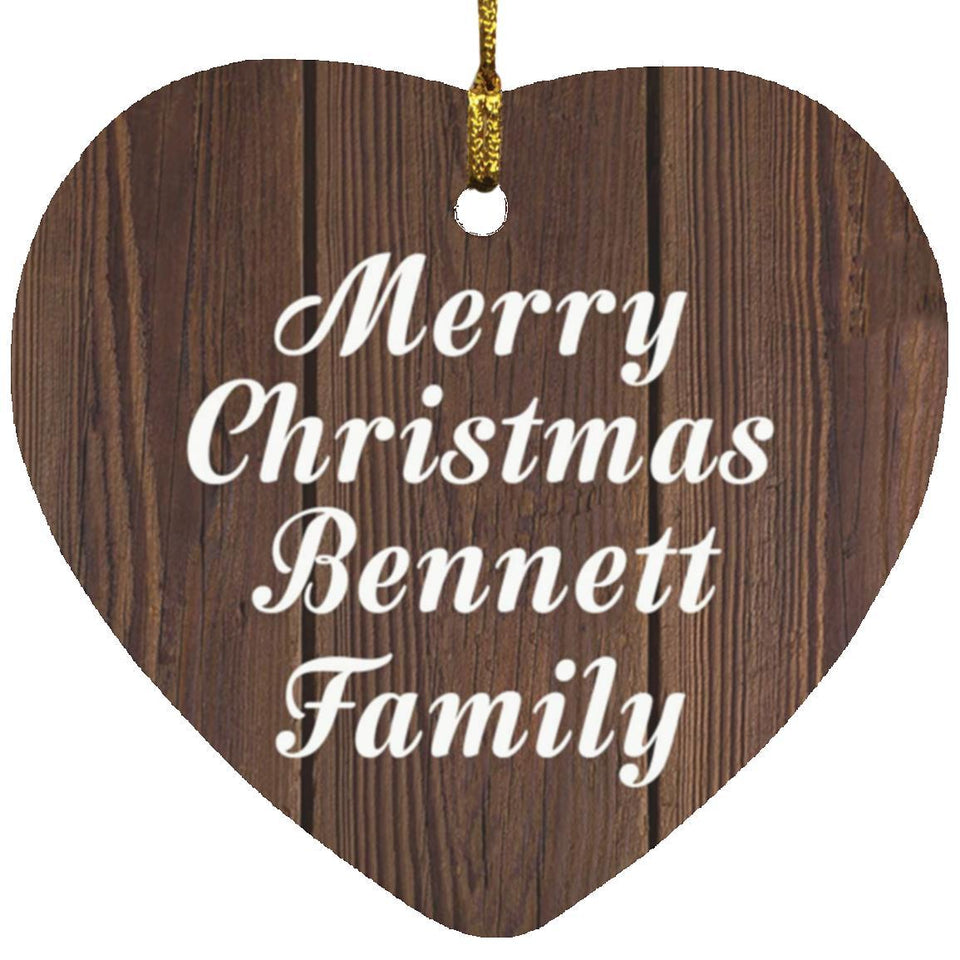 Merry Christmas Bennett Family - Heart Ornament D