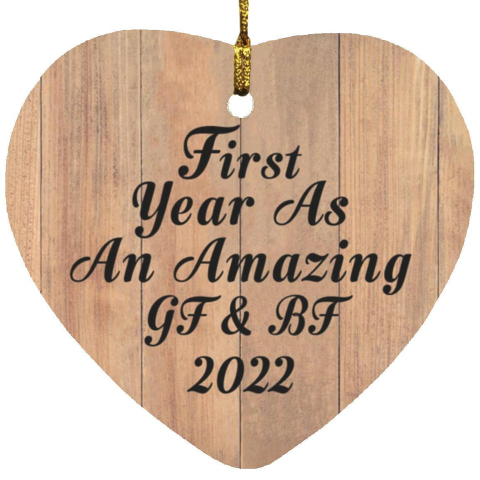 First Year As An Amazing Gf & Bf 2022 - Heart Ornament C