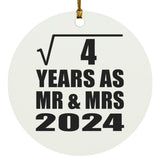 2nd Anniversary Square Root of 4 Years As Mr & Mrs 2024 - Circle Ornament