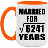 79th Anniversary Married For Square Root of 6241 Years - 15oz Accent Mug Orange