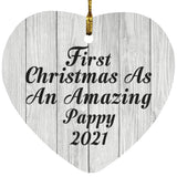 First Christmas As An Amazing Pappy 2021 - Heart Ornament F