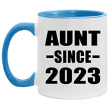 Aunt Since 2023 - 11oz Accent Mug Blue