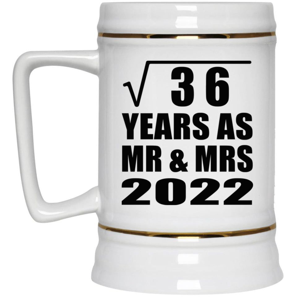 6th Anniversary Square Root of 36 Years As Mr & Mrs 2022 - Beer Stein