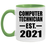 Computer Technician Established EST. 2021 - 11oz Accent Mug Green