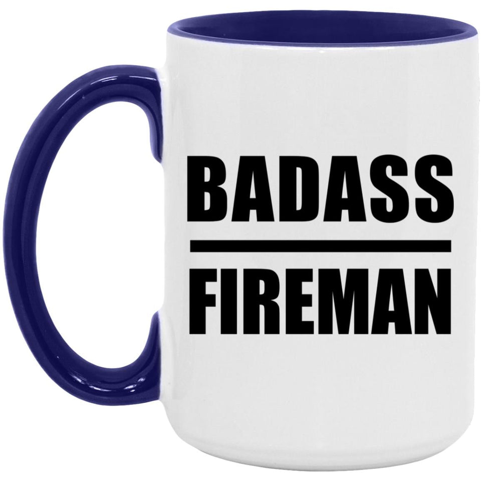 Badass Fireman - 15oz Accent Mug Purple