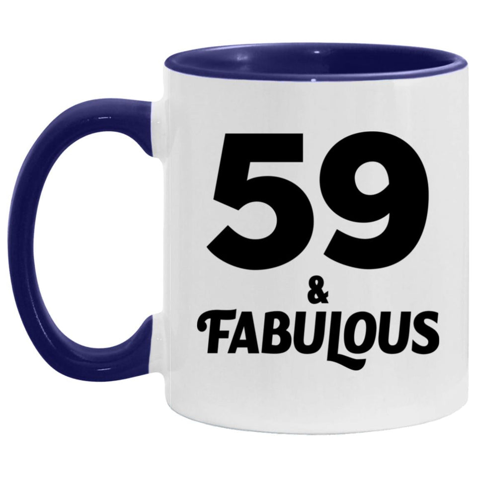 59th Birthday 59 & Fabulous - 11oz Accent Mug Purple
