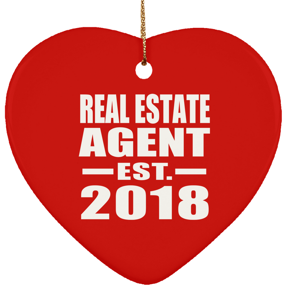 Real Estate Agent Established EST. 2018 - Heart Ornament