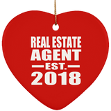 Real Estate Agent Established EST. 2018 - Heart Ornament