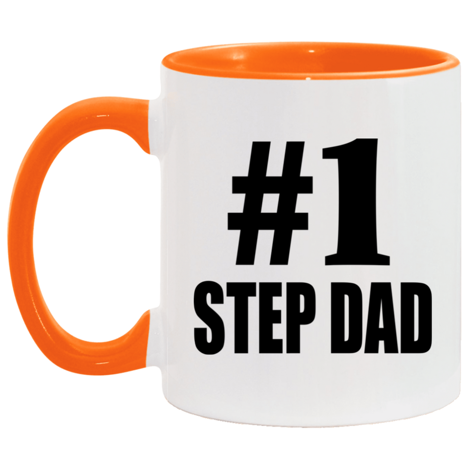 Number One #1 Step Dad - 11oz Accent Mug Orange