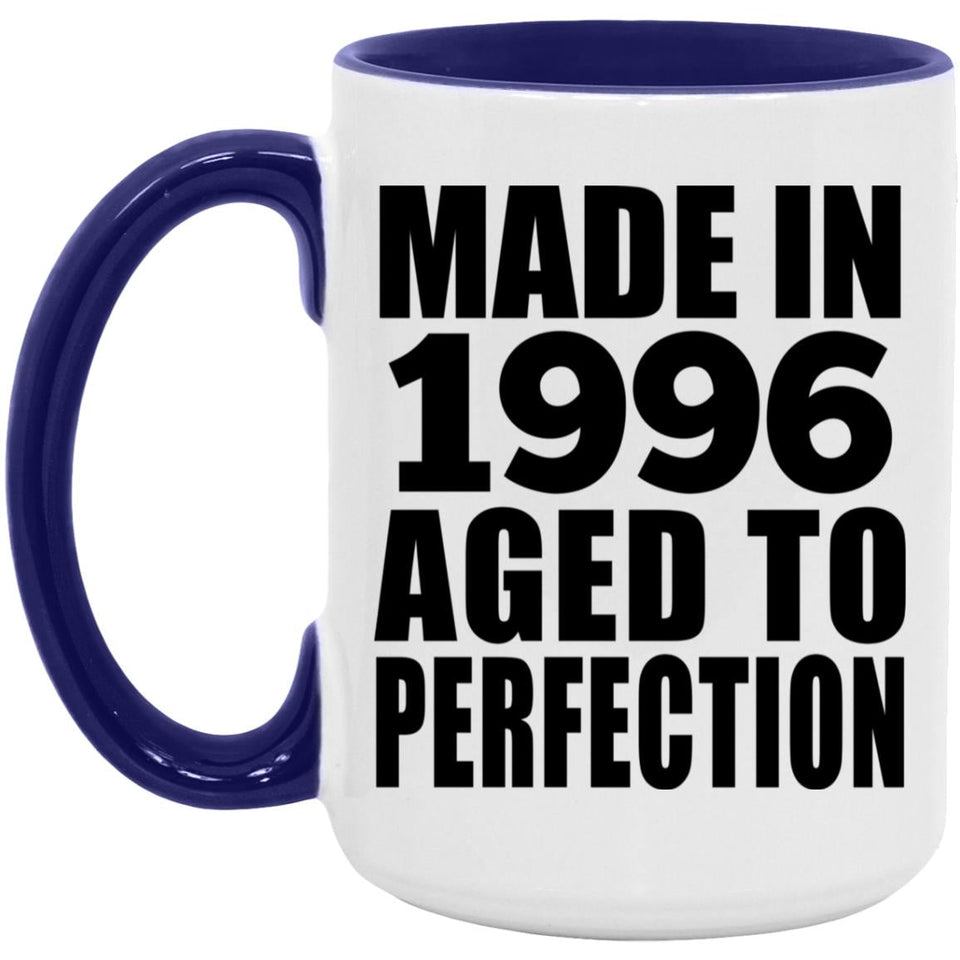 28th Birthday Made In 1996 Aged to Perfection - 15oz Accent Mug Purple