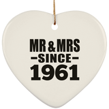 63rd Anniversary Mr & Mrs Since 1961 - Heart Ornament