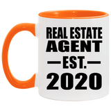 Real Estate Agent Established EST. 2020 - 11oz Accent Mug Orange