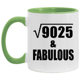 95th Birthday Square Root of 9025 & Fabulous - 11oz Accent Mug Green