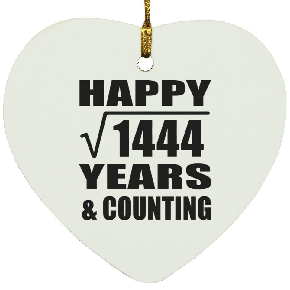 Happy 38th Anniversary Square Root of 1444 Years & Counting - Heart Ornament