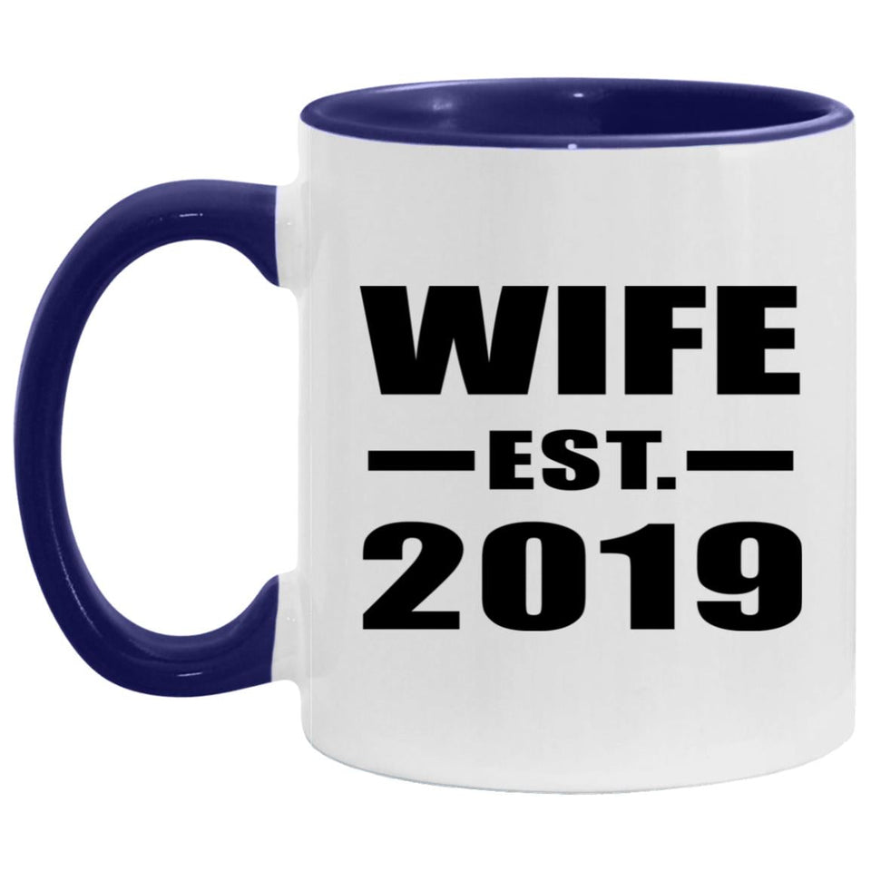 Wife Established EST. 2019 - 11oz Accent Mug Purple