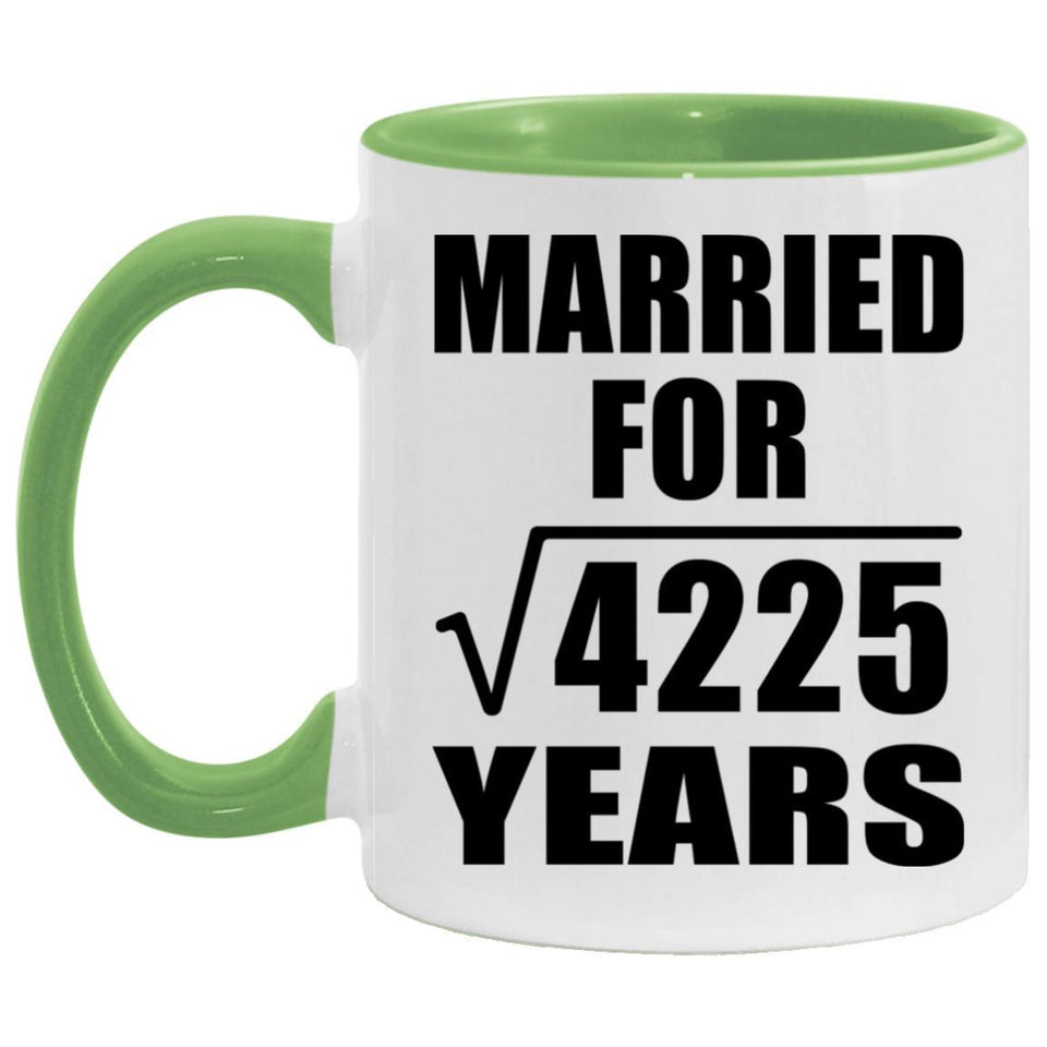 65th Anniversary Married For Square Root of 4225 Years - 11oz Accent Mug Green