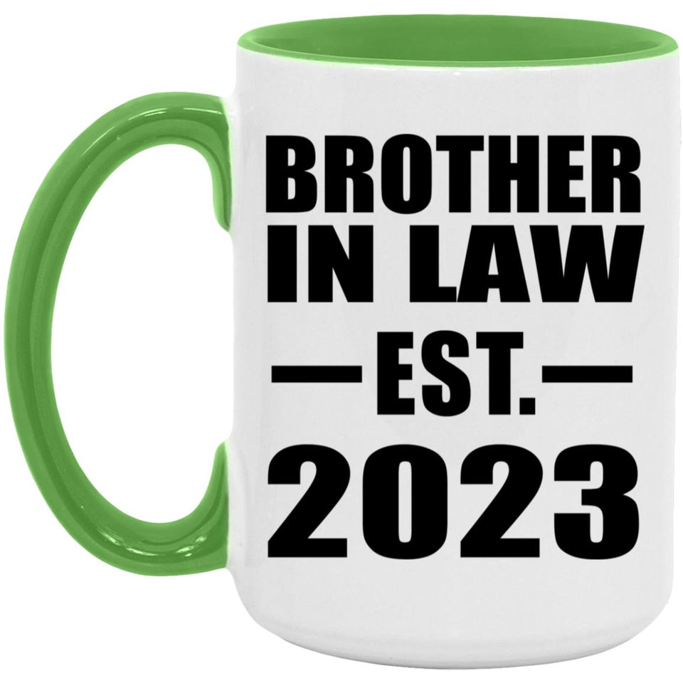 Brother In Law Established EST. 2023 - 15oz Accent Mug Green
