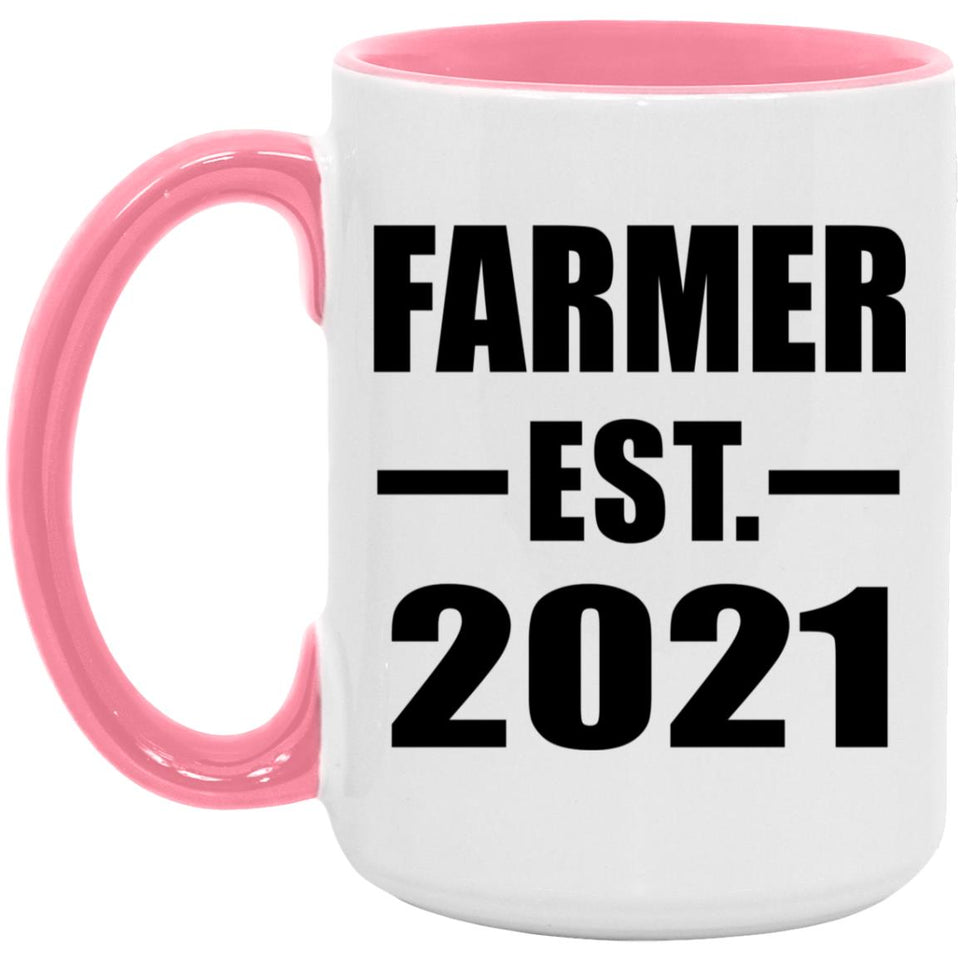 Farmer Established EST. 2021 - 15oz Accent Mug Pink