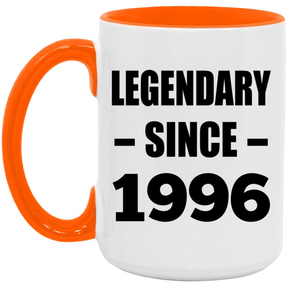 28th Birthday Legendary Since 1996 - 15oz Accent Mug Orange