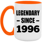 28th Birthday Legendary Since 1996 - 15oz Accent Mug Orange