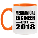 Mechanical Engineer Established EST. 2018 - 11oz Accent Mug Orange