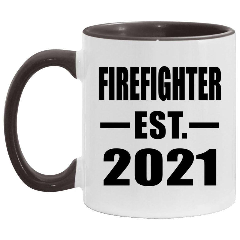 Firefighter Established EST. 2021 - 11oz Accent Mug Black