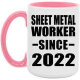 Sheet Metal Worker Since 2022 - 15oz Accent Mug Pink
