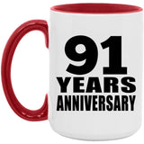 91st Anniversary 91 Years - 15oz Accent Mug Red