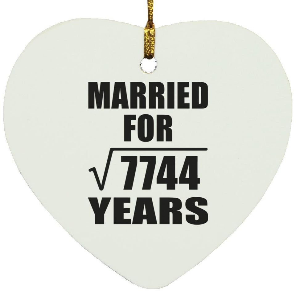88th Anniversary Married For Square Root of 7744 Years - Heart Ornament