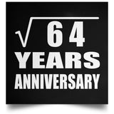 8th Anniversary Square Root of 64 Years Anniversary - Poster Square