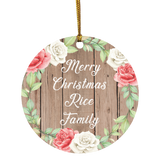 Merry Christmas Rice Family - Circle Ornament B