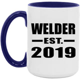 Welder Established EST. 2019 - 15oz Accent Mug Purple