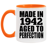 82nd Birthday Made In 1942 Aged to Perfection - 11oz Accent Mug Orange
